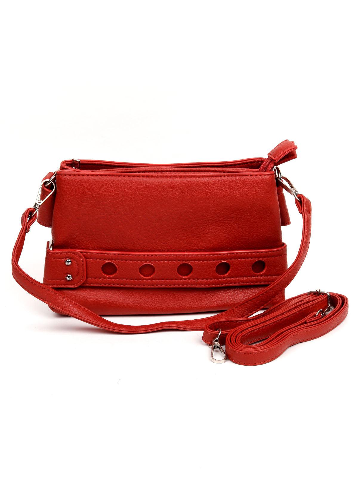 Cherry red sling bag for women - Odette