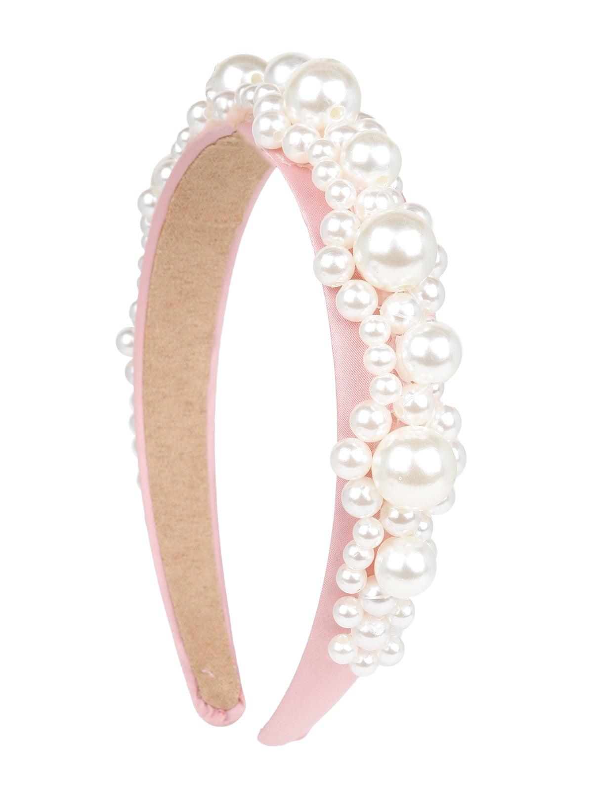 Chic Baby Pink Pearl Hairband - Odette