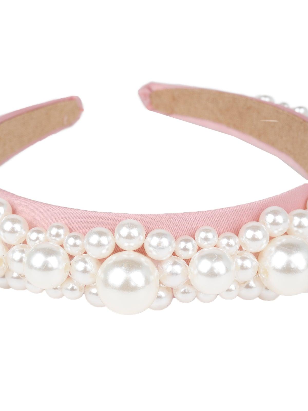 Chic Baby Pink Pearl Hairband - Odette