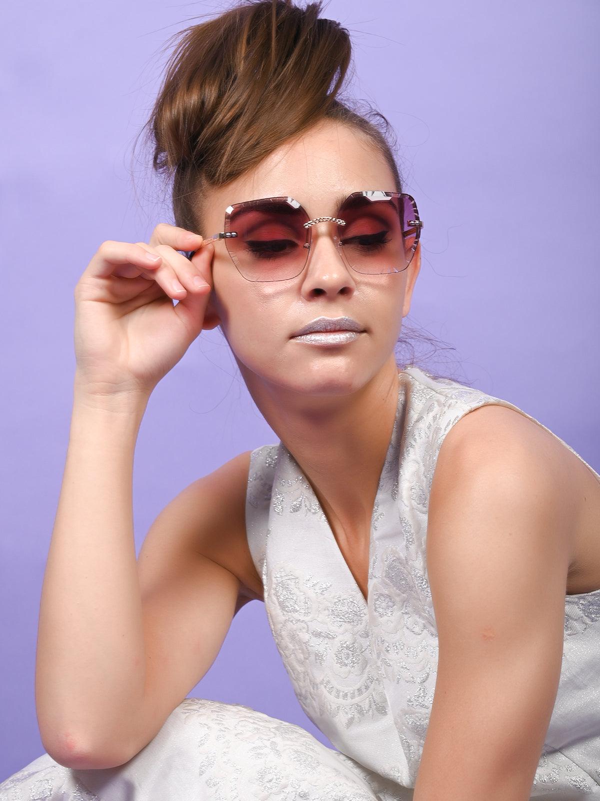 Chic Rectangular Shape Brown Sunglass - Odette