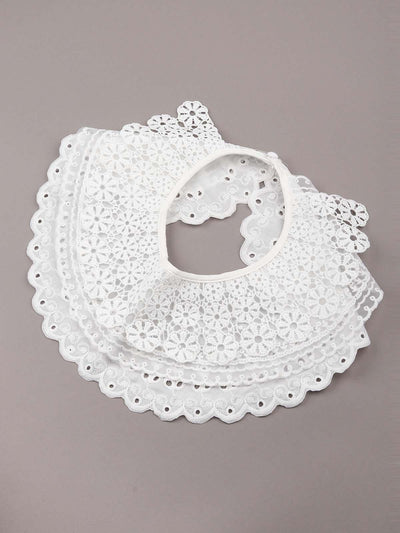 Chikankari material white collar for women - Odette