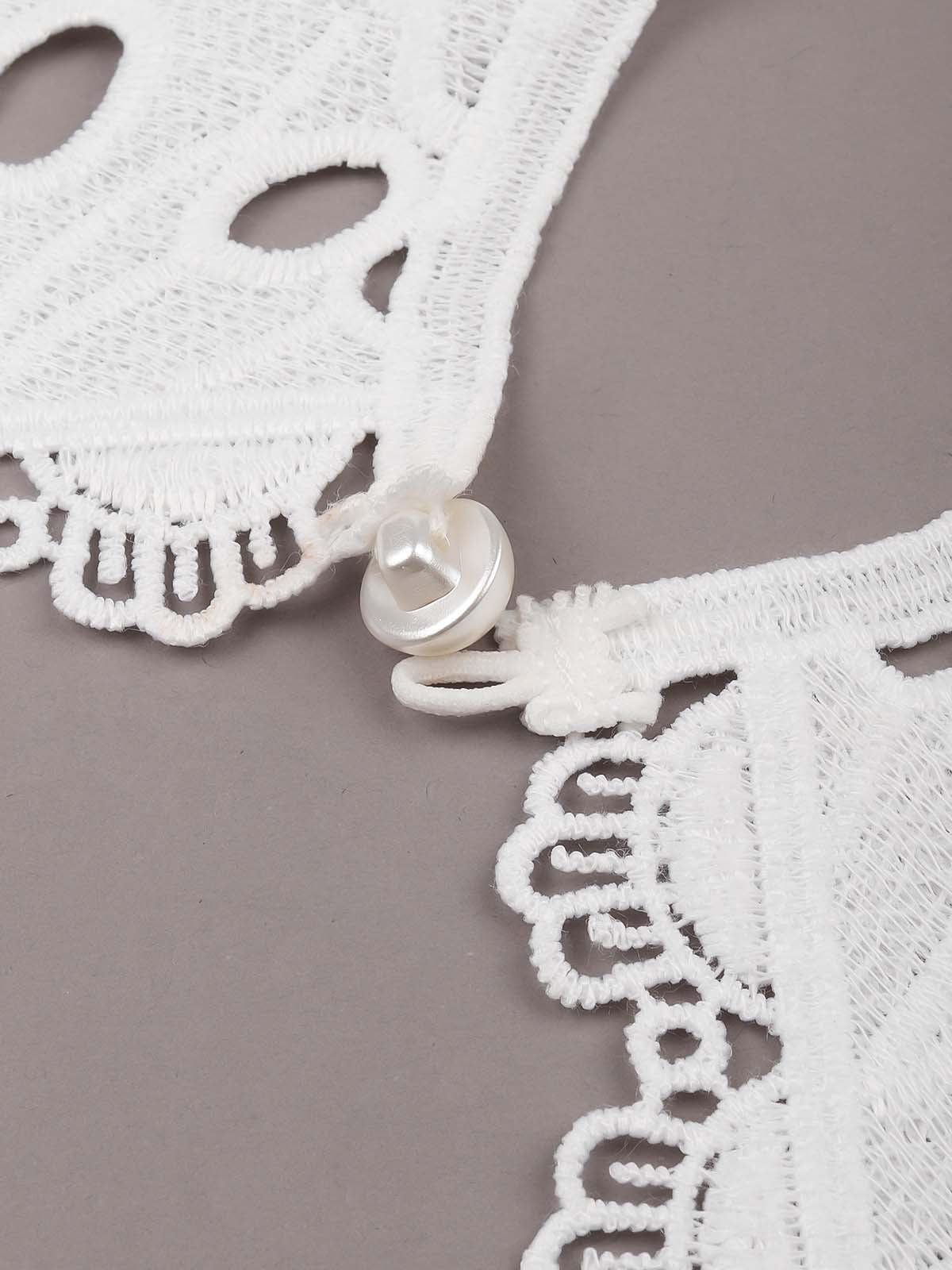Chikankari material white collar for women - Odette