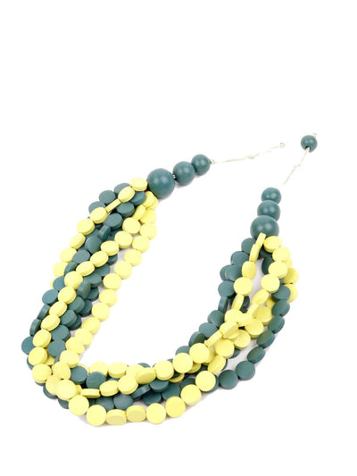 Chunky Green And Yellow Multi-String Necklace - Odette