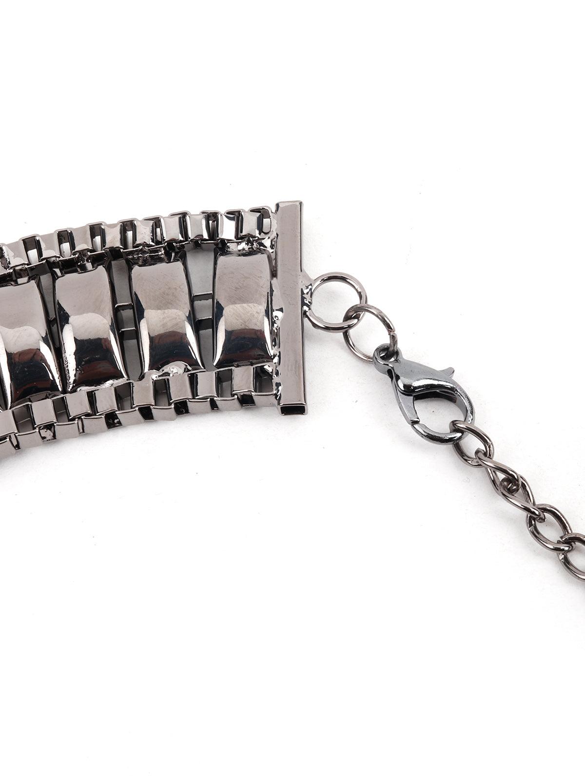 Chunky gunmetal metallic fringe necklace - Odette
