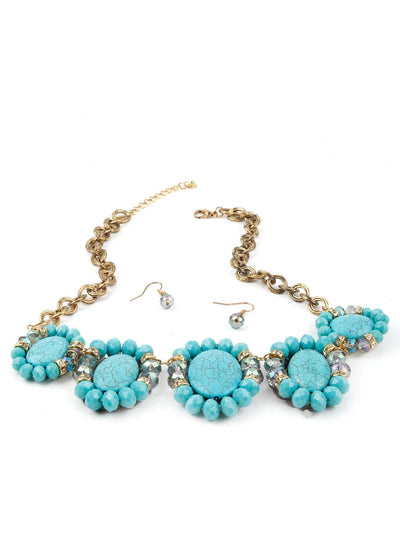Chunky Sea Blue Necklace - Odette