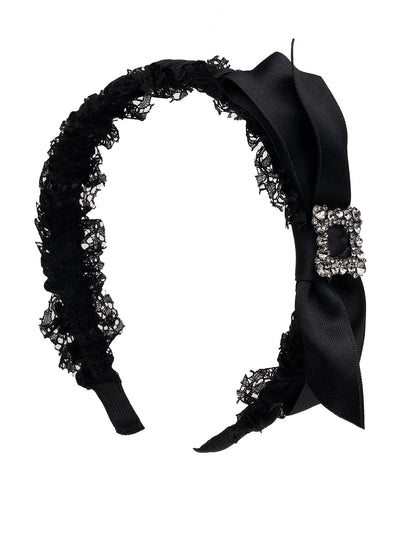 Classic Black Bow Studded Hairband - Odette
