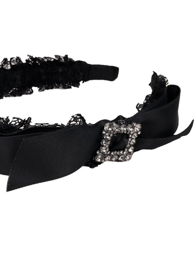 Classic Black Bow Studded Hairband - Odette