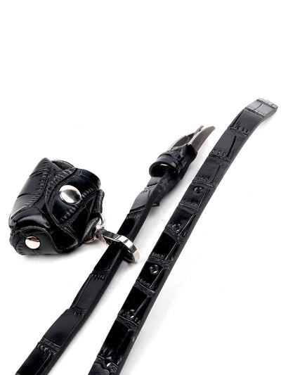 Classic Black croc belt bag - Odette