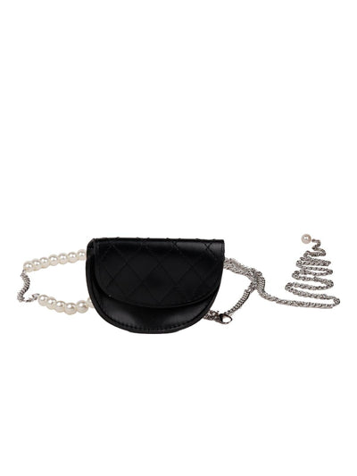 Classic Black Textured Belt Bag - Odette