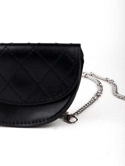 Classic Black Textured Belt Bag - Odette