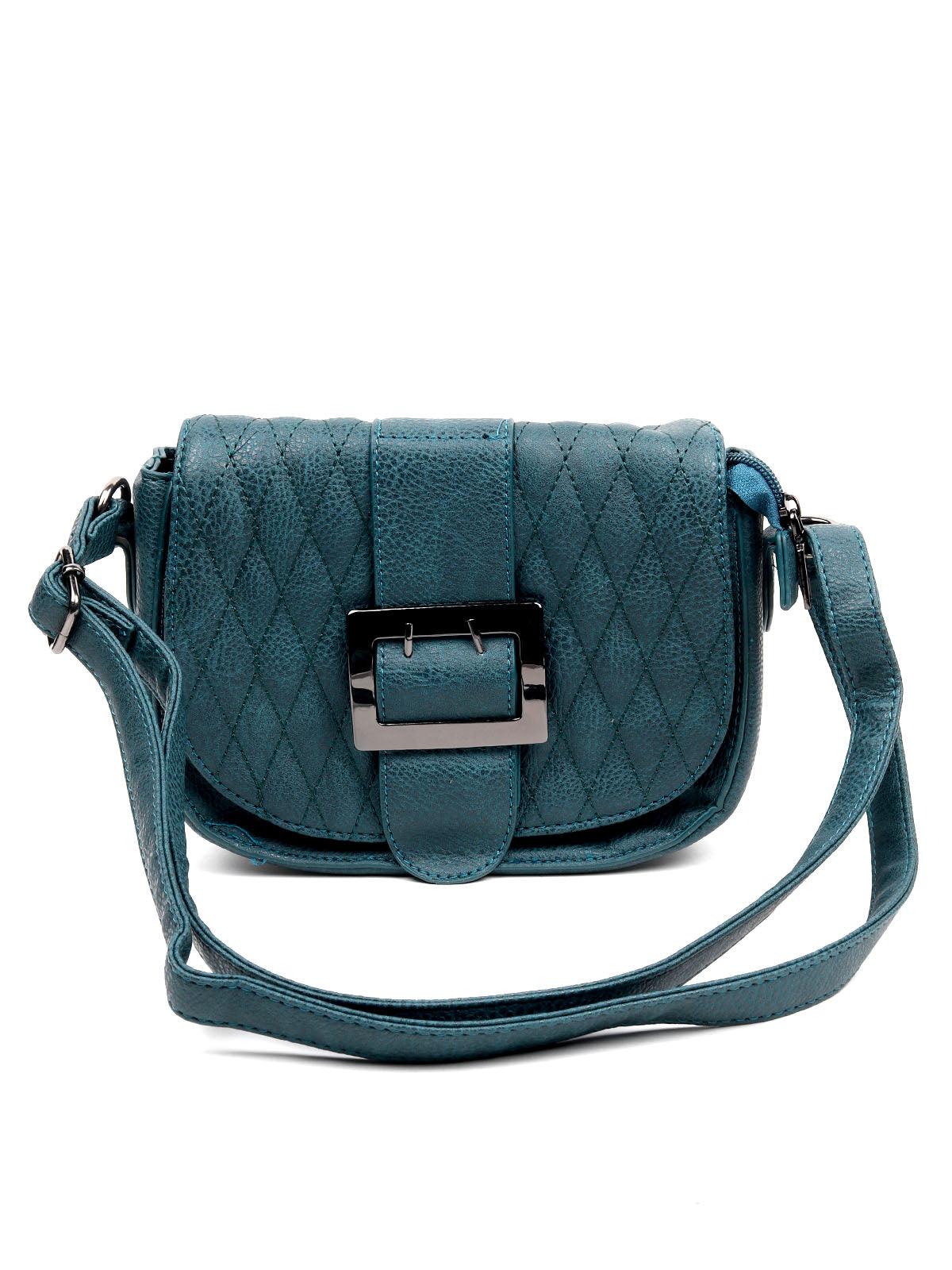 Classic green textured sling bag for women - Odette