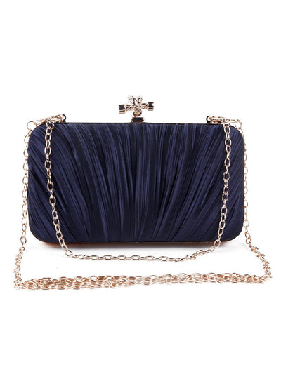 Classic royal blue pleated sling bag for women - Odette