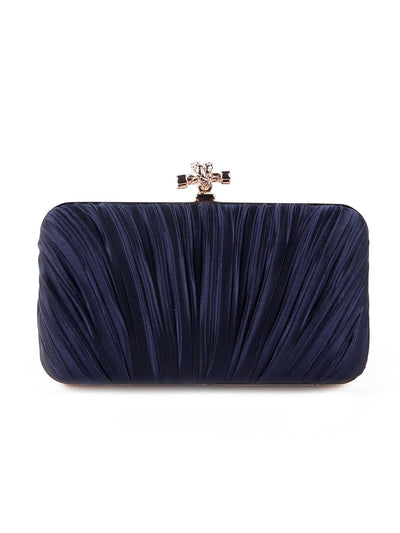 Classic royal blue pleated sling bag for women - Odette