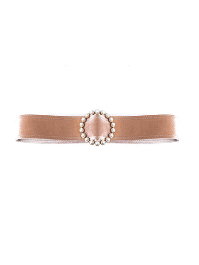 Classic skin coloured belt adorned with artifical pearls - Odette