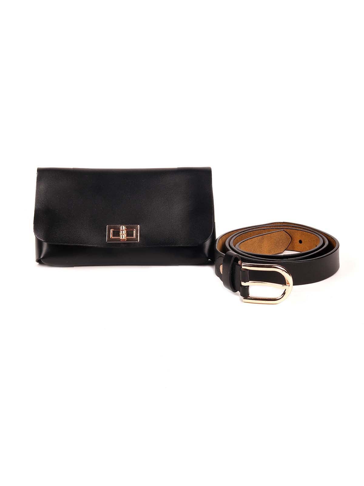 Classic smooth black waist belt bag - Odette