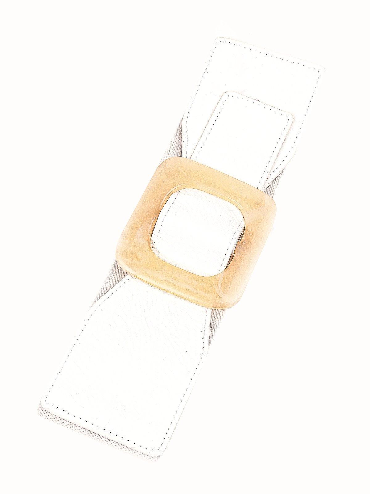 Classic White Geometric Waist Belt - Odette