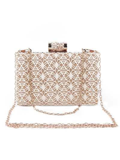 Classic white lace box sling bag for women - Odette