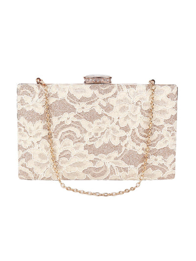 Classic white lace box sling bag for women - Odette