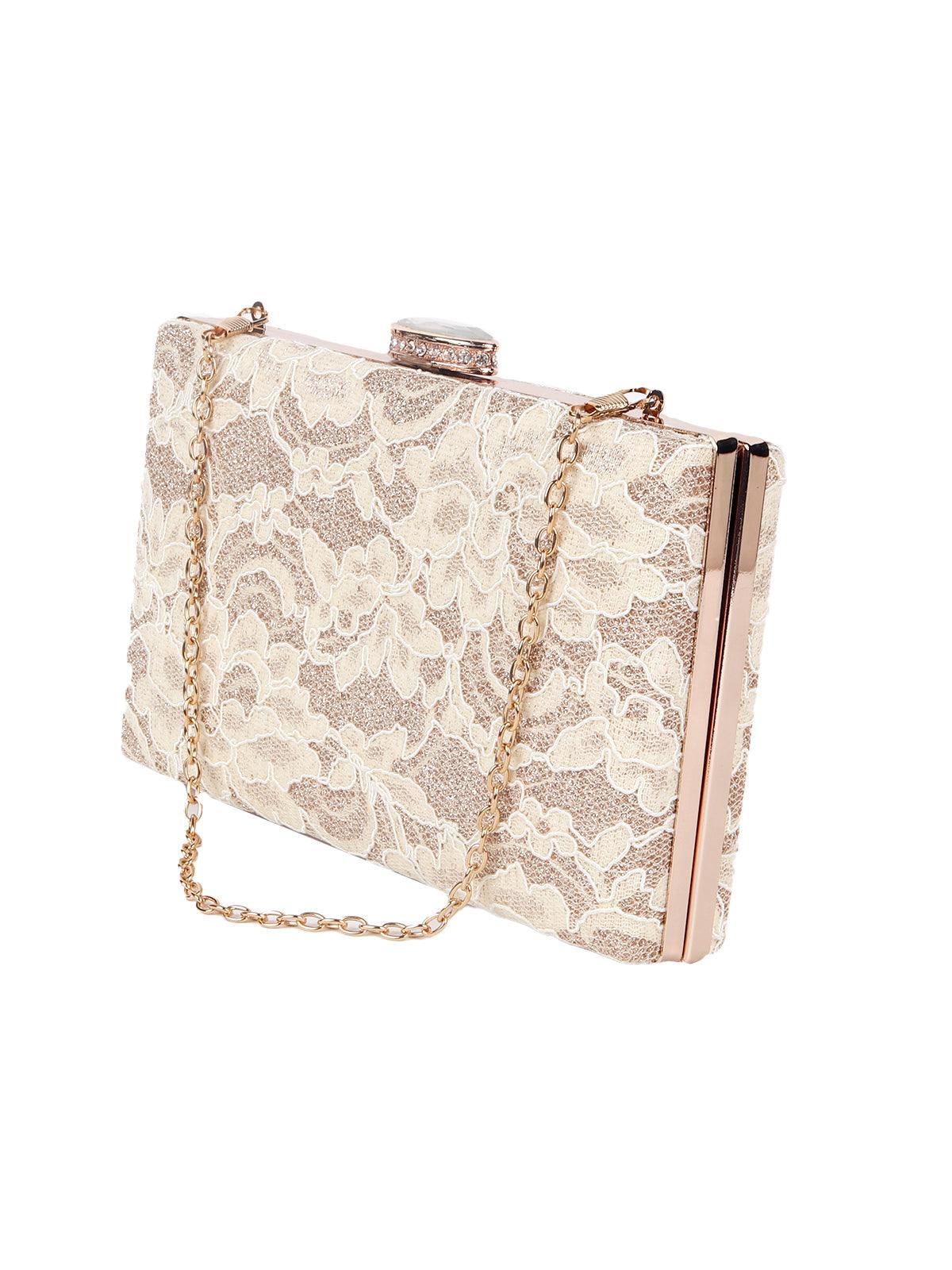 Classic white lace box sling bag for women - Odette