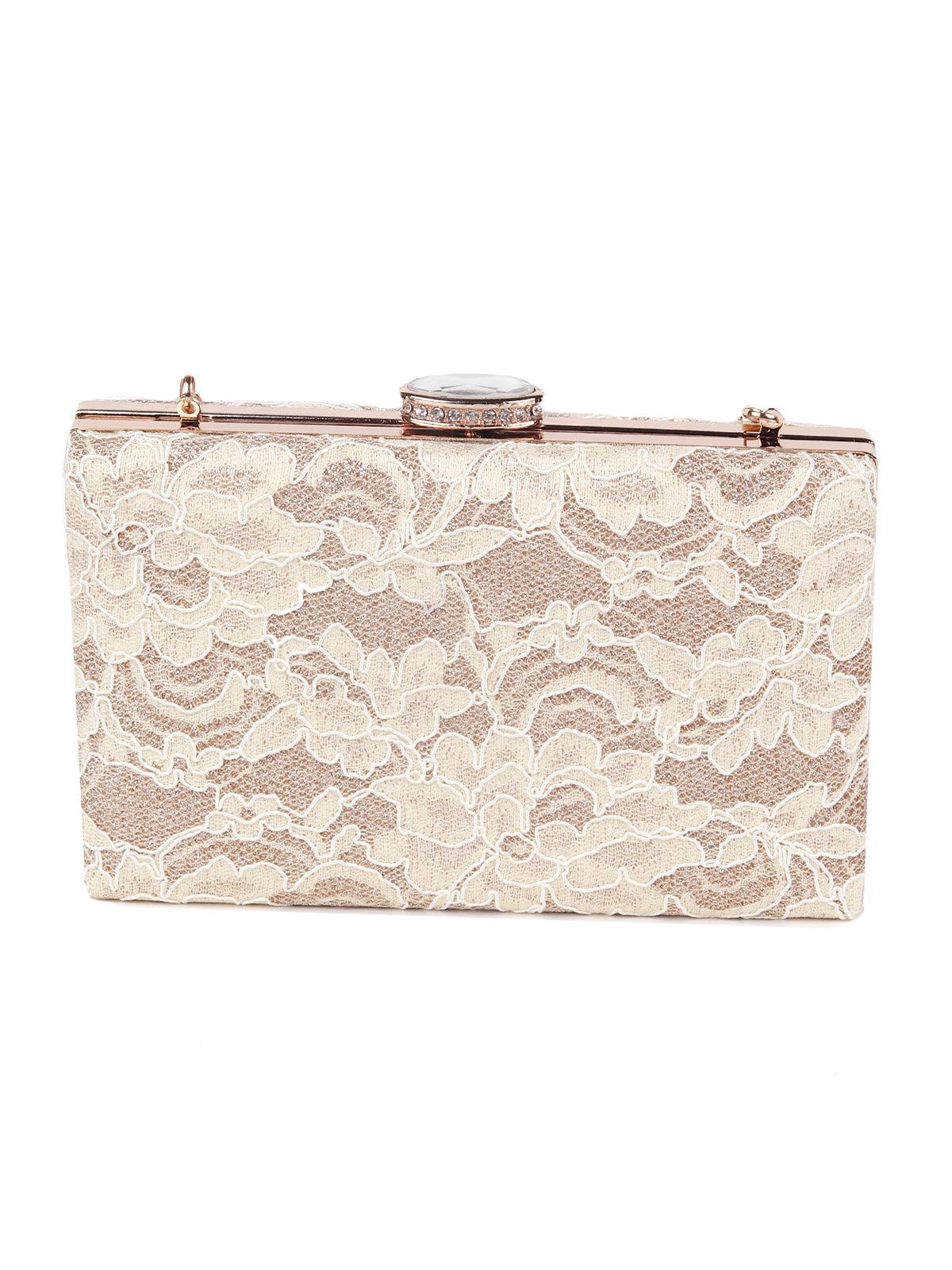 Classic white lace box sling bag for women - Odette