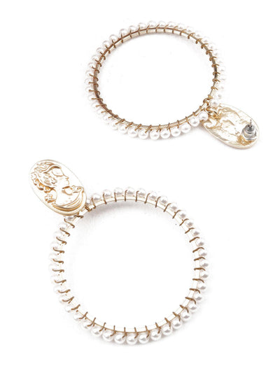 CLASSY GOLD AND WHITE HOOP EARRINGS - Odette