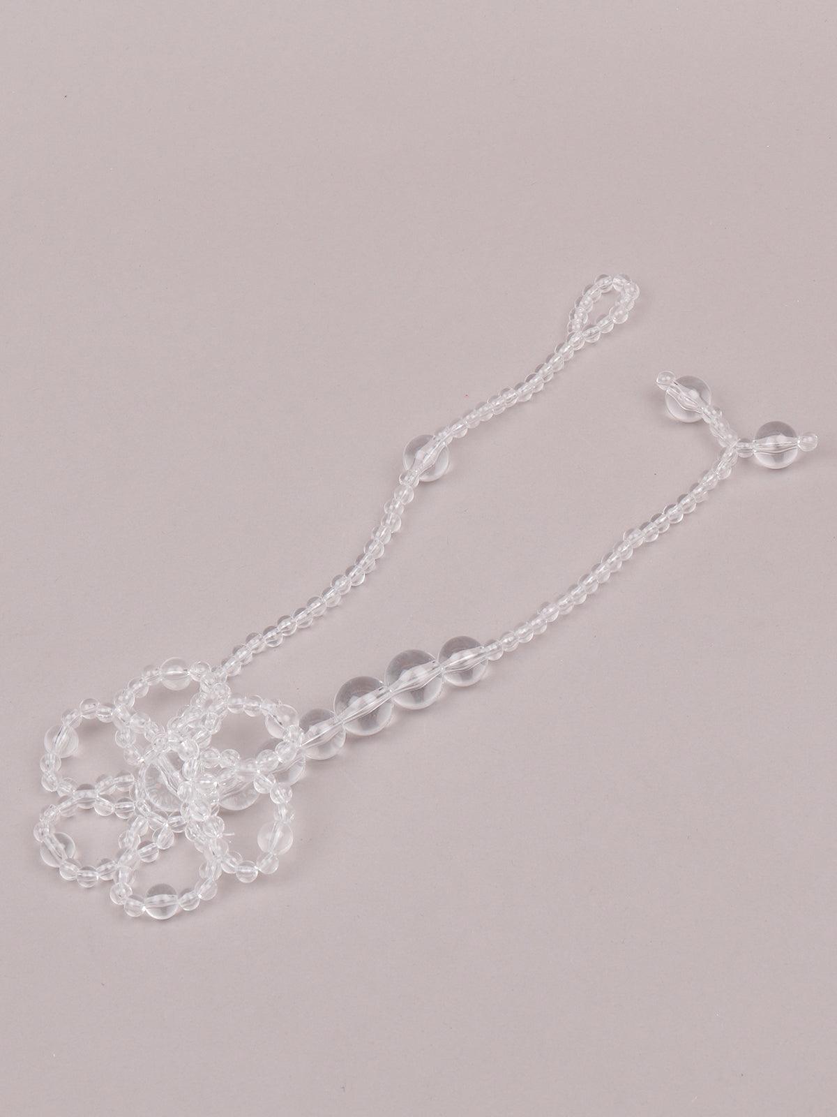 Clear beaded necklace with a floral design - Odette