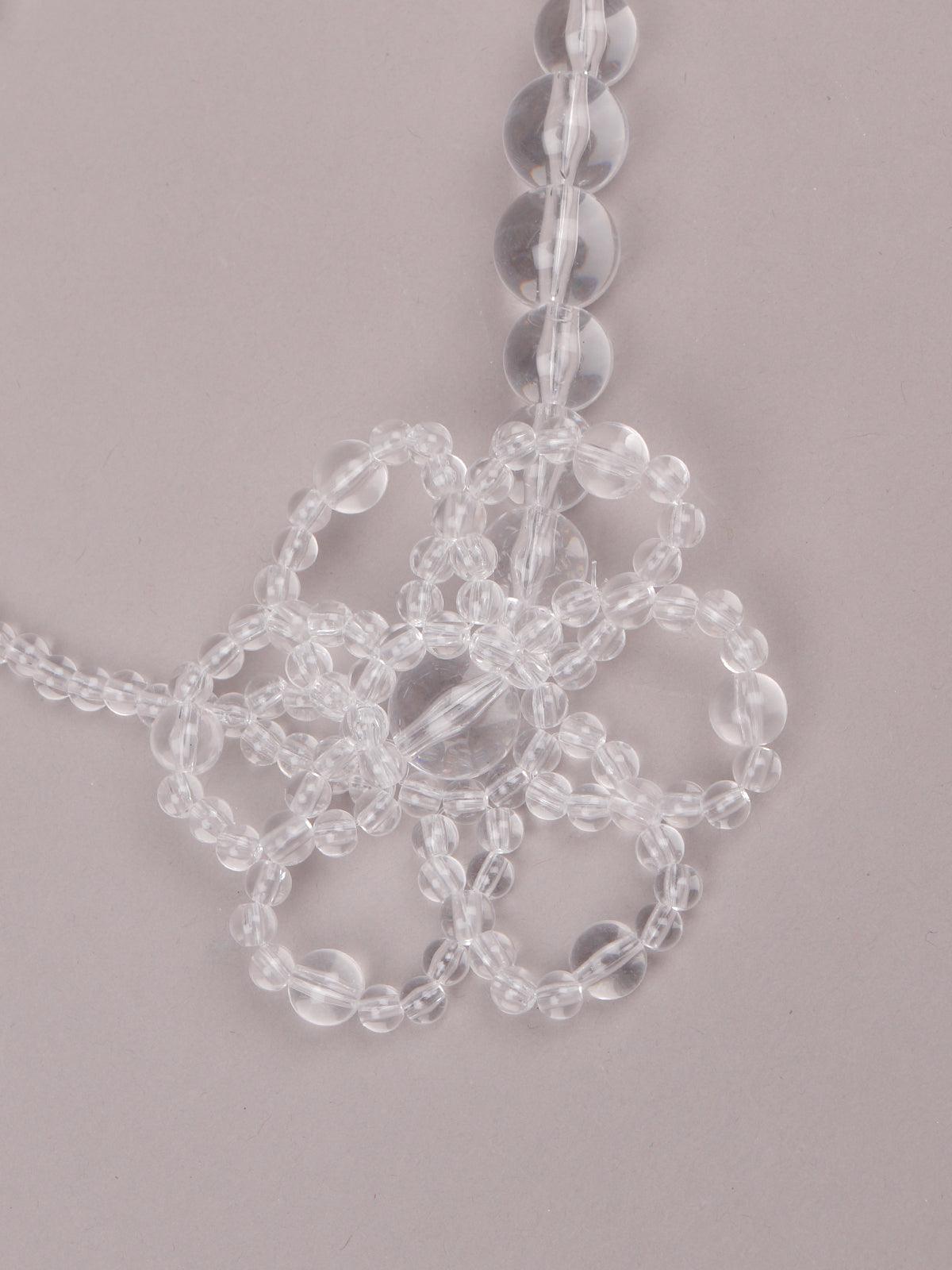 Clear beaded necklace with a floral design - Odette