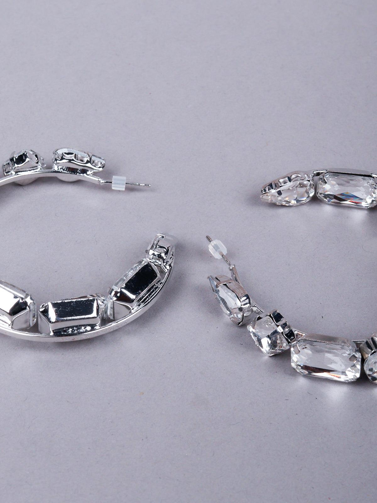 Clear crystal-embellished hoop earrings - Odette