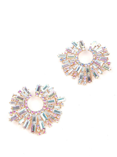 Clear Rounded Crystal Statement Earrings - Odette