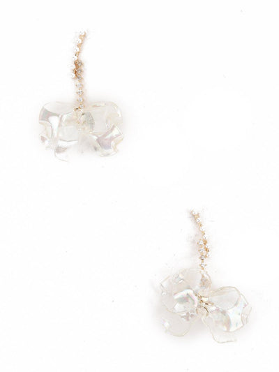 Clear White Floral Dangle Earrings - Odette