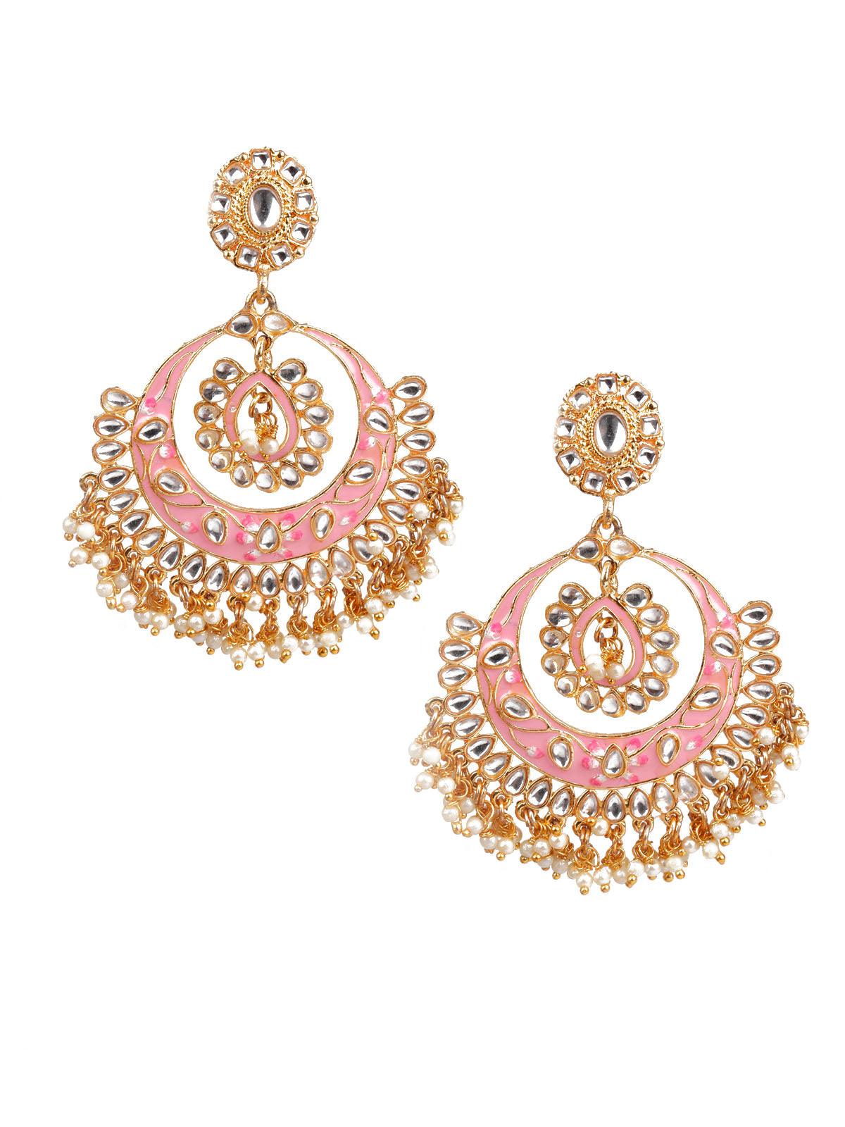 TRENDY WHITE AND PINK DANGLE EARRINGS - Odette