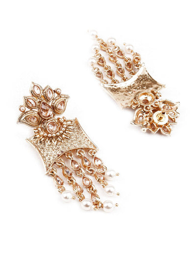TRADITIONAL GOLD AND WHITE DANGLE EARRINGS - Odette