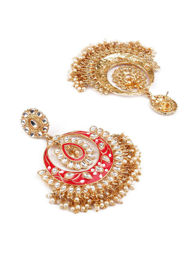 TRADITIONAL RED AND GOLD CHANDBALI EARRINGS - Odette
