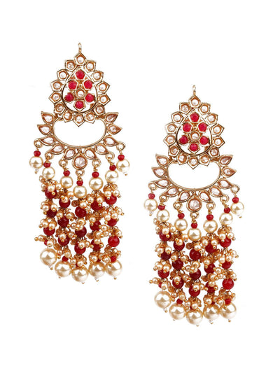 TRADITIONAL RED AND GOLD DANGLE EARRINGS - Odette