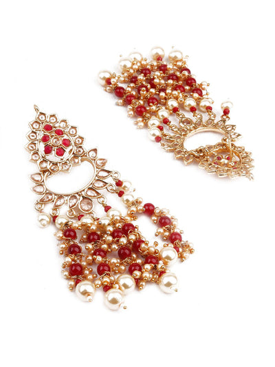 TRADITIONAL RED AND GOLD DANGLE EARRINGS - Odette