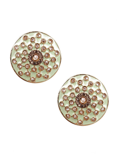 TRADITIONAL GREEN AND GOLD STUD EARRINGS - Odette