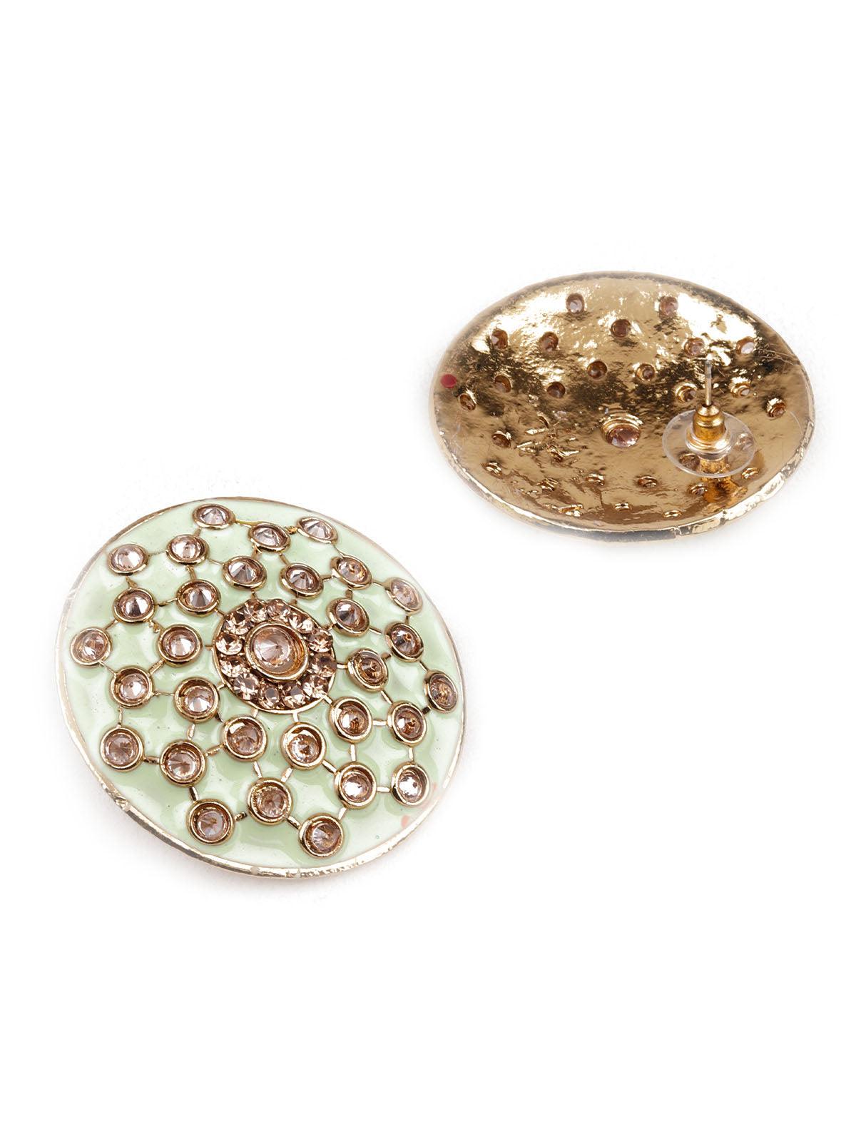 TRADITIONAL GREEN AND GOLD STUD EARRINGS - Odette