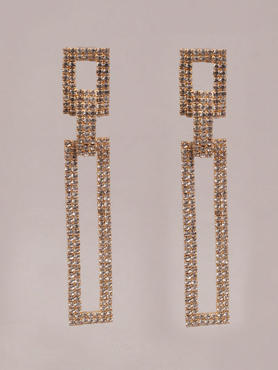 Odette Women White And Gold Dangle Earrings