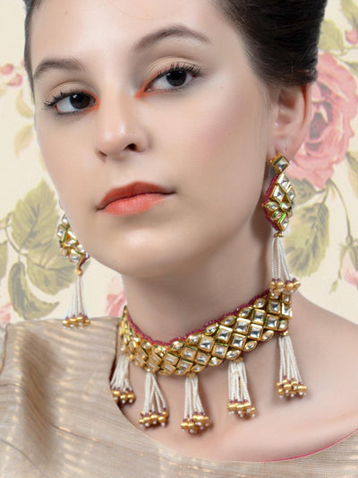 Clustered Gold Tone Kundan Choker Set - Odette