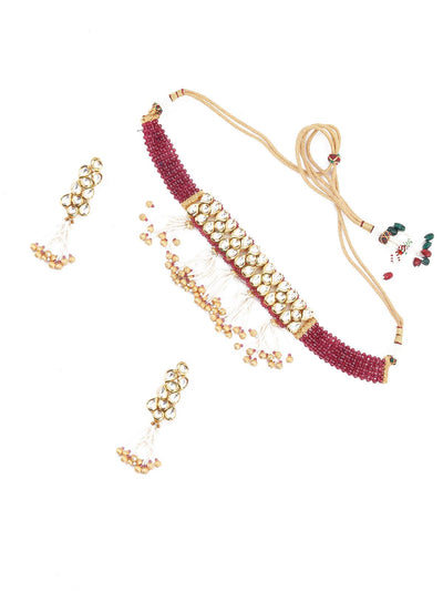 Clustered Gold Tone Kundan Choker Set - Odette