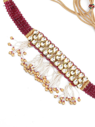 Clustered Gold Tone Kundan Choker Set - Odette