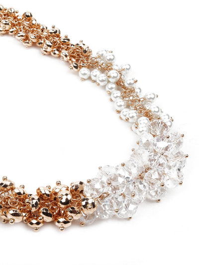 Clustered white and gold stunning necklace - Odette