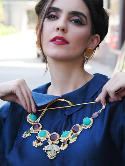 Coloured Rhinestone Necklace - Odette