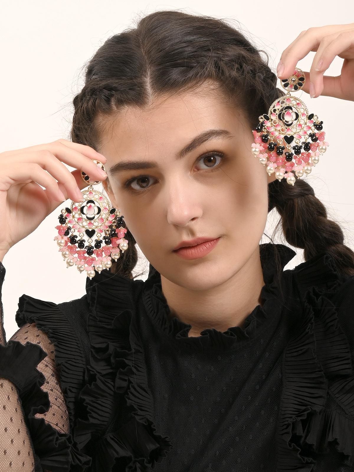 Contemporary Multicolour Chandbali Earrings - Odette