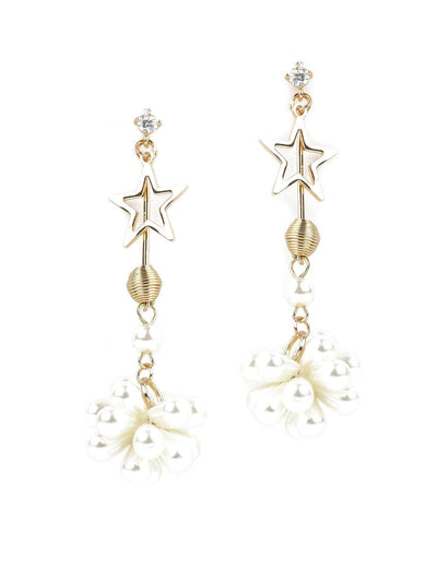 Contemporary Stars And Pearls Drop Earrings - Odette