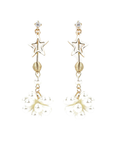 Contemporary Stars And Pearls Drop Earrings - Odette