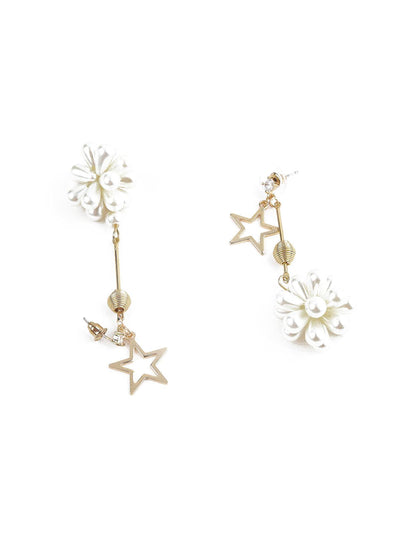 Contemporary Stars And Pearls Drop Earrings - Odette