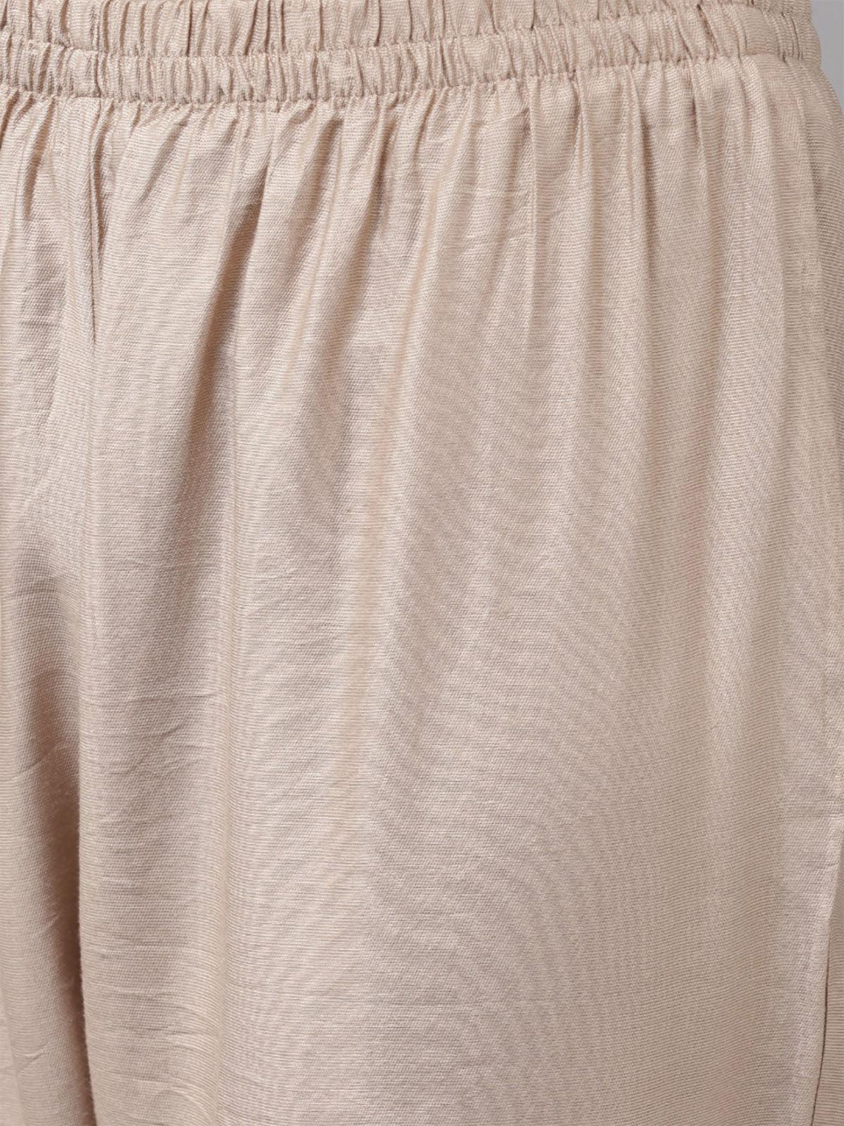 Cream Embroidered Straight Kurta Trouser With Dupatta Set - Odette