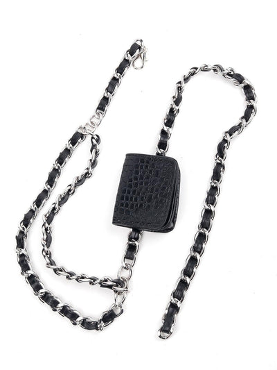 Croc printed mini black belt bag - Odette