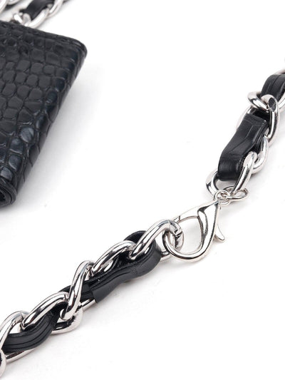 Croc printed mini black belt bag - Odette